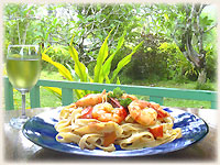 dish by Stefan´s Italian Cuisine - Pasta ai gamberi with Sauvignon blanc - click to enlarge