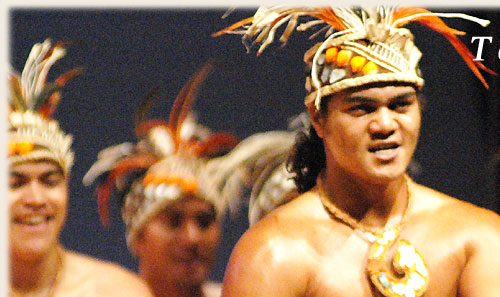 Dance Group from Rakahanga with ura pau - Te Maeva Nui 2005 / Cook Islands