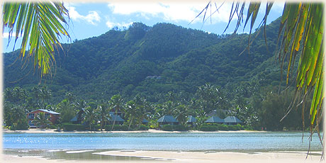 The view from Motu Oneroa, the small island across the Muri Lagoon from Sokala Villas.