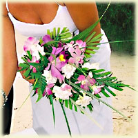 Tropical flower bouquet for the bride